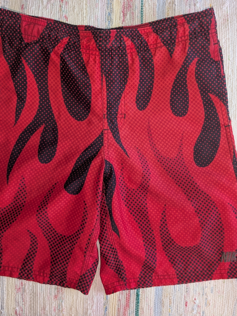 Nike Red and Black Flame Print Swim Board Shorts